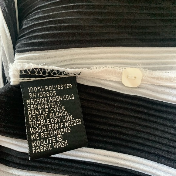 Essentials by Milano Black & White Striped Flutter Wrist Blouse - Picture 7 of 9